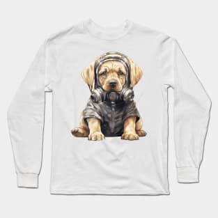 Labrador Retriever Dog Wearing Gas Mask Long Sleeve T-Shirt